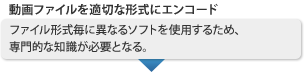 動画ファイルを適切な形式にエンコード→